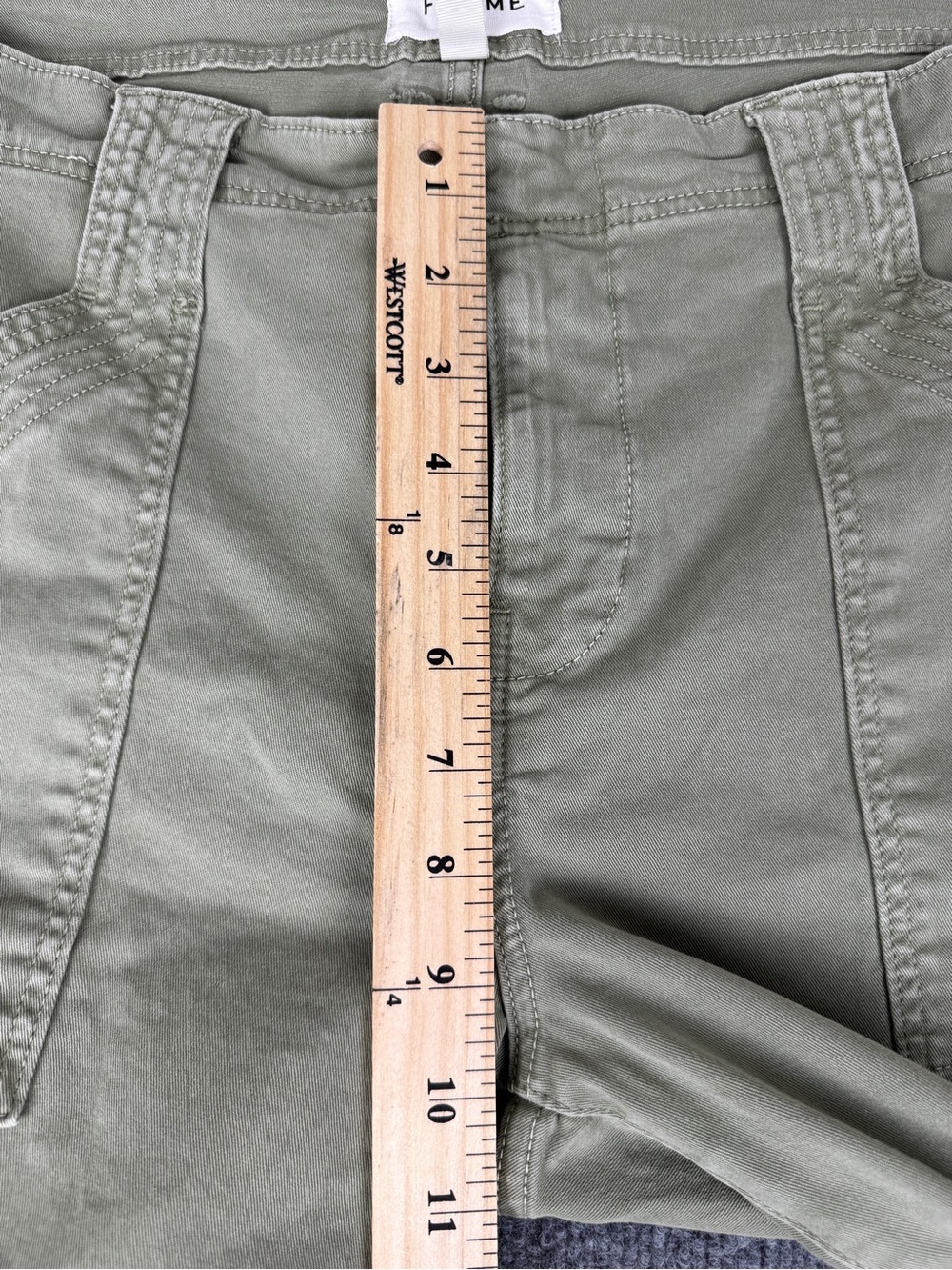FRAME Banded Hem Moto Pants Washed Aloe Green Crop Utility Pants Size 32 - Picture 7 of 14